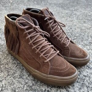 Vans Sk-8 Hi Moccasin Sneaker Women's Sz 7 (Mens 5.5) Brown Suede Fringe Sneaker